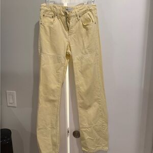 Zara Light Yellow Straight Jeans